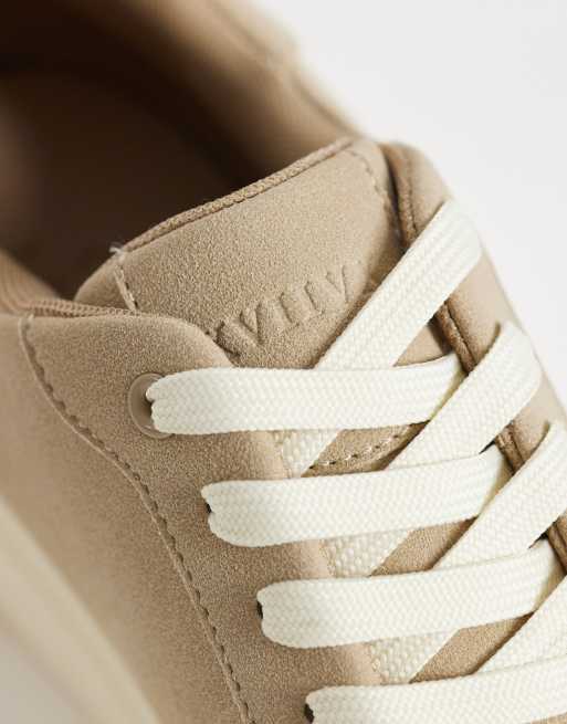 ASOS DESIGN lace up sneakers in stone, 2 of 5