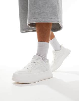 lace up sneakers in white with chunky sole