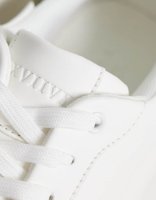 ASOS DESIGN lace up sneakers in white with sage heel notch, 3 of 5