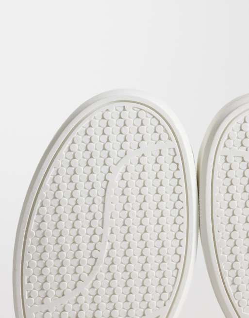 ASOS DESIGN lace up sneakers in white with sage heel notch, 4 of 5