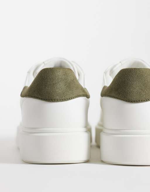 ASOS DESIGN lace up sneakers in white with sage heel notch, 5 of 5