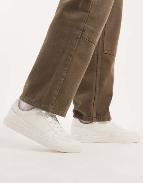 ASOS DESIGN lace up sneakers in white with textured panels - view 1