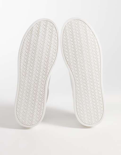 ASOS DESIGN lace-up sneakers with gray heel notch detail in white leather, 5 of 5