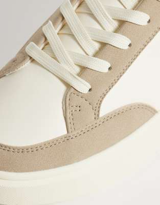 Asos Design Lace Up Sneakers With Green Heel Notch-multi In Multi