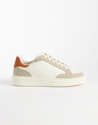 Asos Design Lace-up Sneakers With Orange Heel Notch-multi