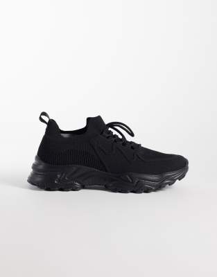 Asos Design Lace Up Sports Sneakers In Black