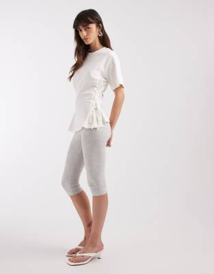 Asos Design Lace Up Tie Side T-shirt In White