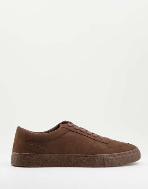 ASOS DESIGN lace up trainers in brown