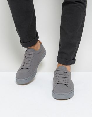 ASOS DESIGN lace up trainers in grey 