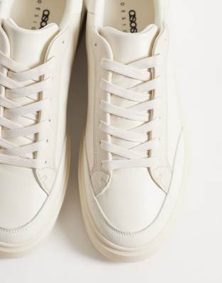  lace up trainers in off white with white sole