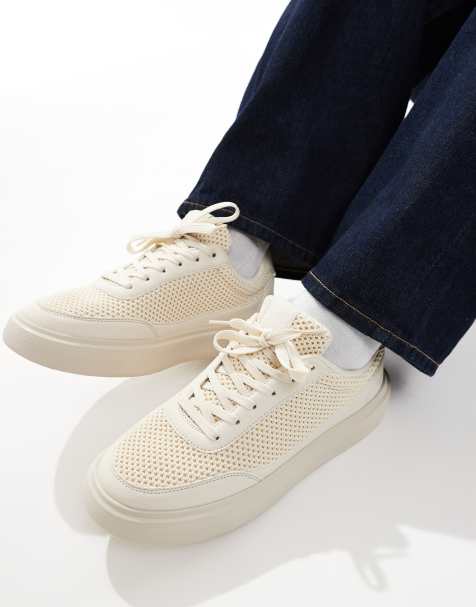 ASOS DESIGN lace up trainers in stone mesh - view 1