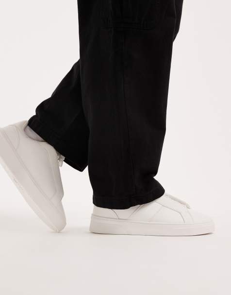 ASOS DESIGN lace up trainers in white tumbled - view 1