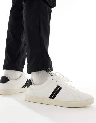 ASOS DESIGN lace up trainers in white with black badge