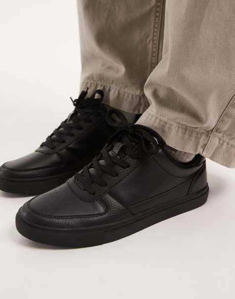 ASOS DESIGN lace up trainers in white with textured panels - view 1