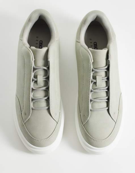 ASOS DESIGN lace up trainers with concealed lace in grey - view 1