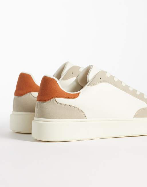 ASOS DESIGN lace up trainers with orange heel notch, 3 of 5