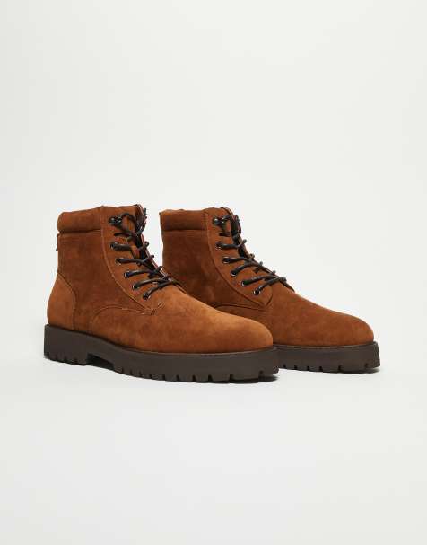 ASOS DESIGN lace up work boots in tan - view 1
