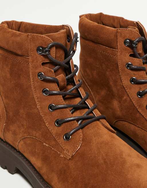 ASOS DESIGN lace up work boots in tan, 2 of 3