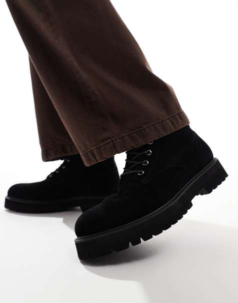 ASOS DESIGN lace up worker boots in black - view 1