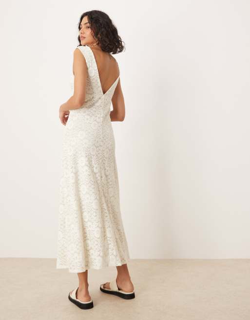 white lace midi dress asos Bardot Alegra exclusive stretch lace cami midi dress in white