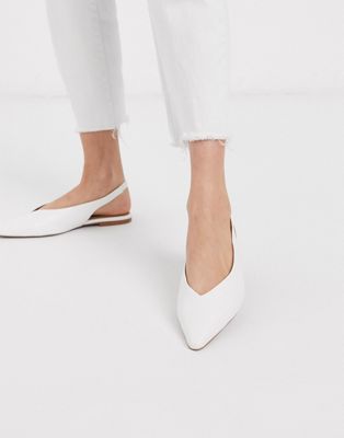 white flat sling back shoes