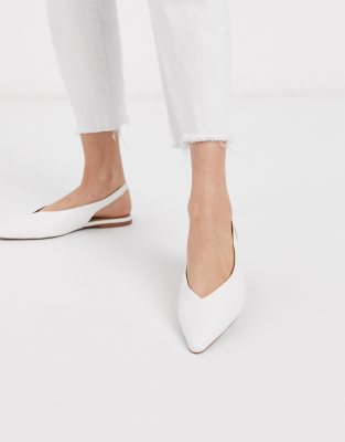 white flat slingback shoes