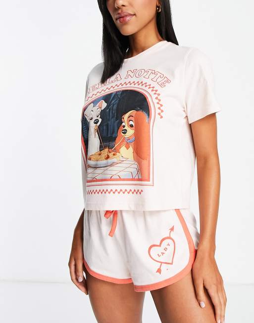 ASOS DESIGN Lady The Tramp tee short pyjama set in pink ASOS