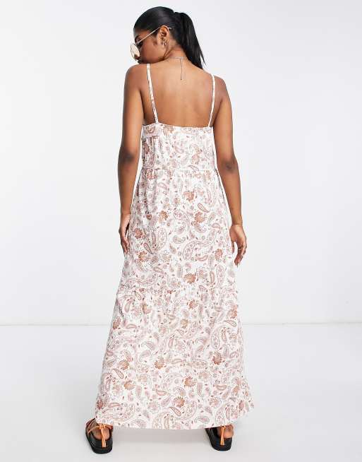 ASOS DESIGN - Lagdelt cami-maxikjole med knapper i imiteret perlemor og paisley-print , 2 af 4