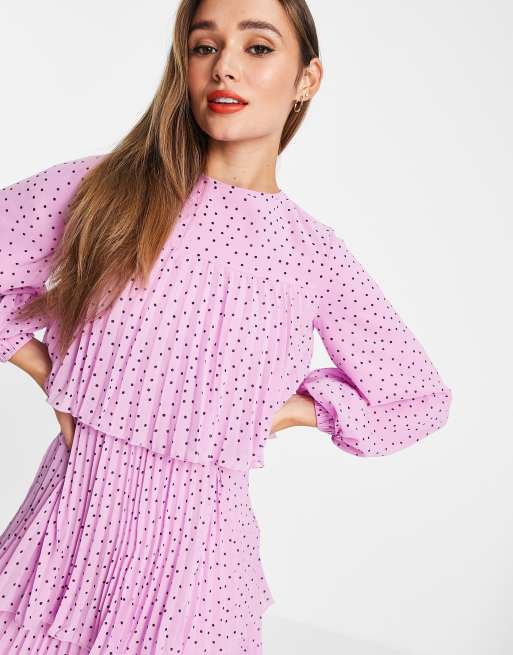 ASOS DESIGN - Lage jurk met geplooide stroken en polkadots, 3 van 4