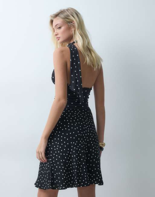 ASOS DESIGN lågmidjad midi-pennkjol i mesh med kilar och monokront prickmönster, 5 av 5