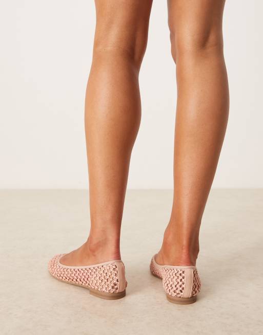 ASOS DESIGN Lagoon ballet flats in blush weave