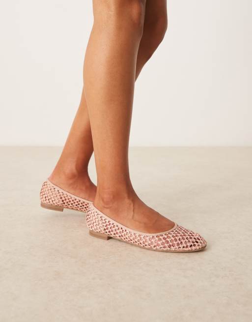 ASOS DESIGN Lagoon ballet flats in blush weave