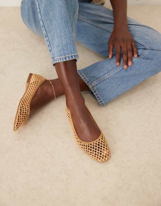 ASOS DESIGN Lagoon ballet flats in natural weave