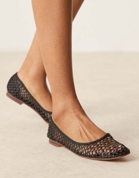 ASOS DESIGN - Lagoon - Geweven ballerina's in zwart - view 1