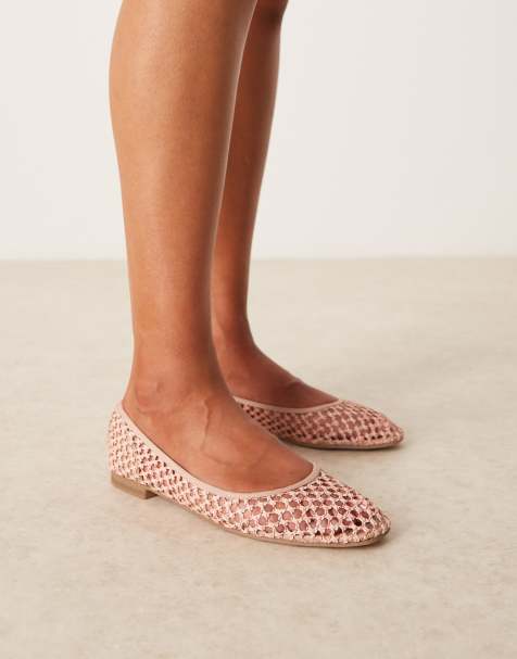 ASOS DESIGN – Lagoon – Pudroworóżowe plecione balerinki - view 1