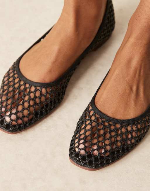 ASOS DESIGN Lagoon weave ballet shoes in black weave