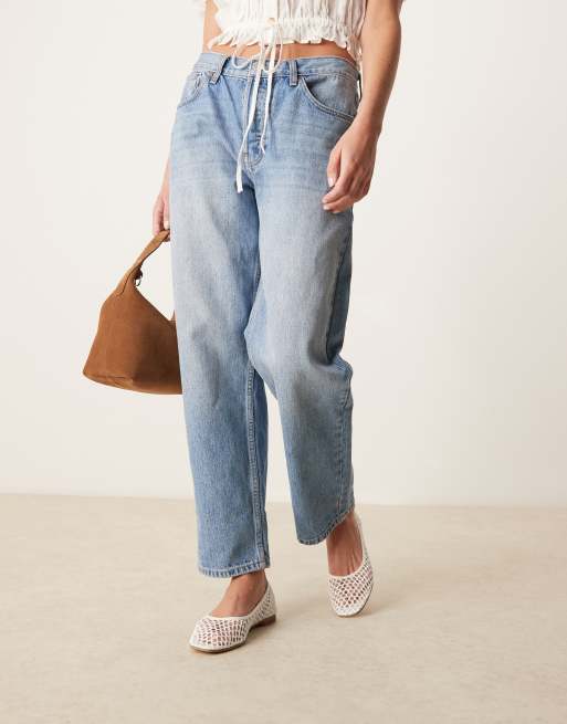 ASOS DESIGN Lagoon weave ballet shoes in white weave