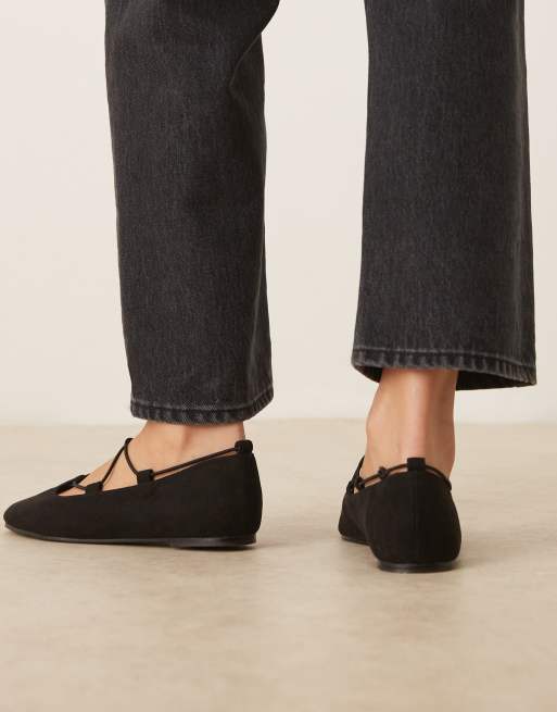 ASOS DESIGN - Lagos - Sorte elastiske ballerinaer i imiteret ruskind, 4 af 4