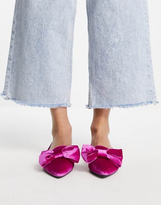 ASOS DESIGN - Lake - Ballerines plates effet velours avec bout pointu - Rose, 3 de 4