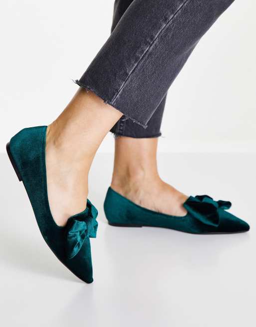 ASOS DESIGN Lake Ballerines plates en velours avec bout pointu