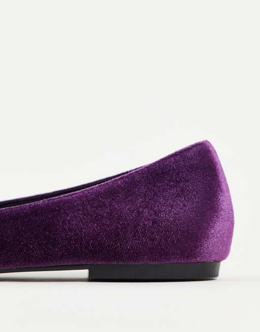ASOS DESIGN - Lake - Ballerines plates en velours avec bout pointu et nœud - Violet, 3 de 4