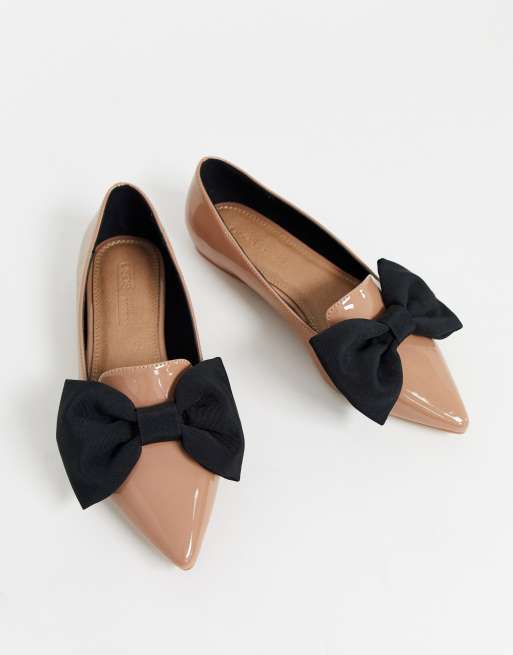ASOS DESIGN - Lake - Ballerines plates pointure large avec bout pointu et nœud - Beige, 2 de 4