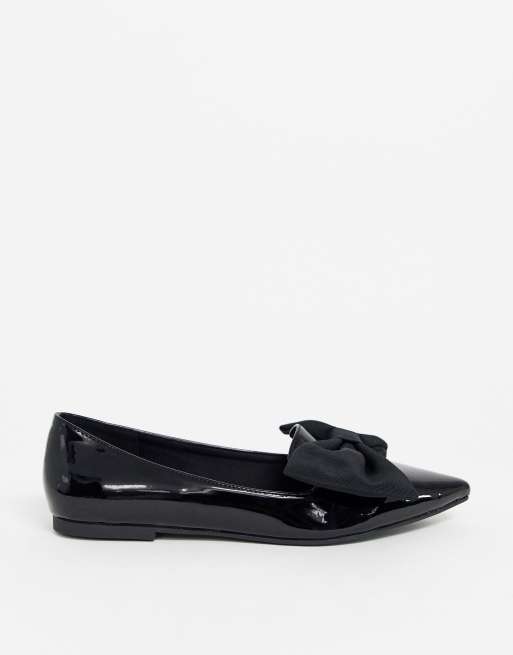 ASOS DESIGN Lake bow pointed ballet flats in black, 4 of 4