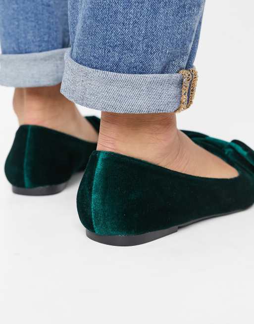 Green velvet best sale ballet flats