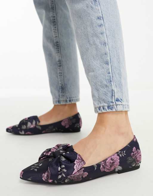 ASOS DESIGN Lake bow pointed ballet flats in jacquard | ASOS