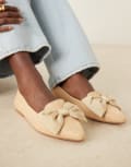[ASOS DESIGN] ASOS DESIGN Lake bow pointed ballet flats in natural raffia-Neutral 38 Natural raffia