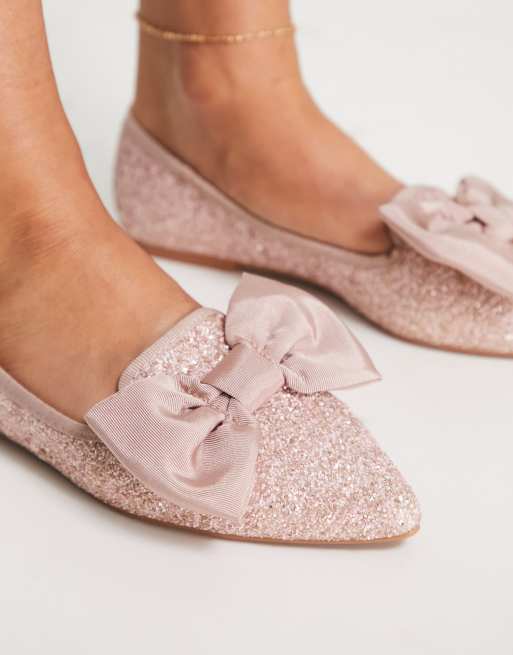 Pink glitter flat clearance shoes