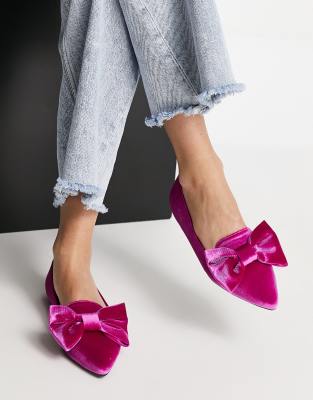  Lake bow pointed ballet flats  velvet