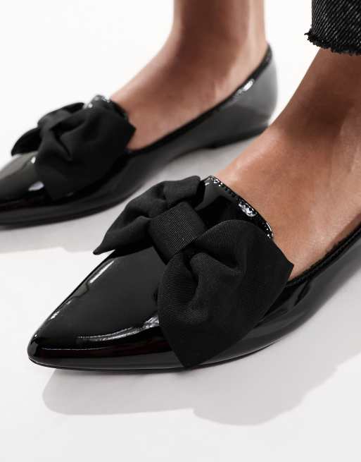 ASOS DESIGN - Lake - Puntige ballerina's met strik in zwart, 2 van 4