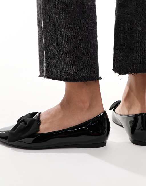 ASOS DESIGN - Lake - Puntige ballerina's met strik in zwart, 3 van 4